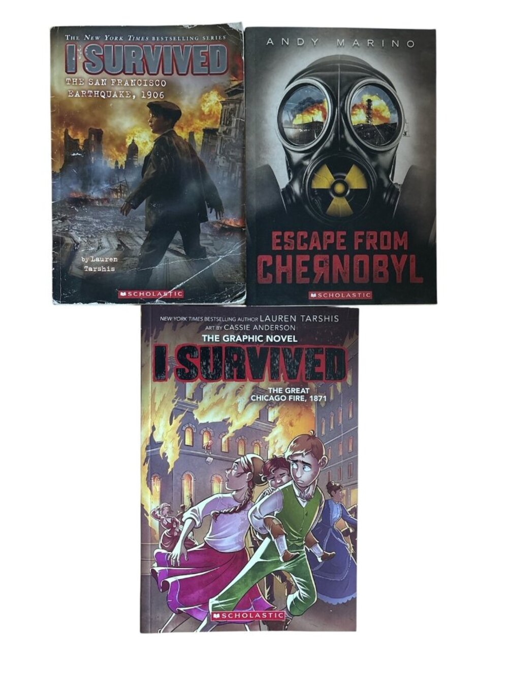 I Survived Disaster Lot 3 PB Tarshis Marino Chicago Fire SF Earthquake